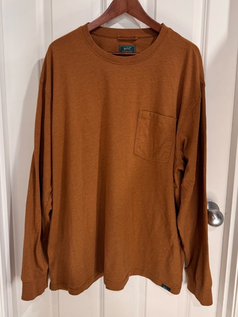 Woolrich Long-Sleeve Pocket Tee in Rust Brown